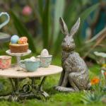 DiliComing Outdoor Rabbit Garden Statue - 12 Inch Large Easter Bunny Decor Grey Resin Animal Sculpture for Home Lawn Yard Decorations Womens Gifts