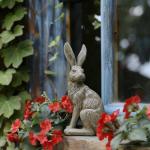 DiliComing Outdoor Rabbit Garden Statue - 12 Inch Large Easter Bunny Decor Grey Resin Animal Sculpture for Home Lawn Yard Decorations Womens Gifts