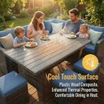 Wisteria Lane 7 Piece Patio Furniture Set, High Curved Back Wicker Patio Sectional, All Weather Outdoor Dining Set, Outdoor Furniture Patio Conversation Set with Ottoman, Blue