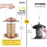 iBorn Hanging Metal Bird Feeder with Large Roof