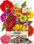 Seed Needs Zinnia Seeds California Giants Variety | 5,000+ Heirloom Seeds Zinnia Elegans Open Pollinated | Prolific Large Multicolor Blooms Makes a Great Cut Flower | Bulk
