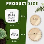 Say Aloe to My Little Friend Funny Succulents Plant Pots, Ceramic Cactus Planter Pot with Bamboo Tray for Indoor Outdoor, Aloe Pot for Plant Lover Friends Housewarming Gift, Set of 2 (No Plants)