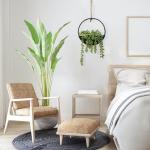 CEWOR 2pcs Artificial Hanging Succulent Plants, Fake String of Pearls in Pot with Lanyard Boho Wall Decor for Bathroom Living Room Home Indoor Outdoor Decorations, Black