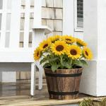 WEICHENGXING 5 Pack 7 Inch Plastic Plant Pots, Whiskey Barrel Planters, Flower Pots for Indoor Outdoor Home Herb Snake Plants, Durable Pots, Set of 5