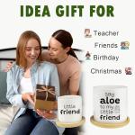 Say Aloe to My Little Friend Funny Succulents Plant Pots, Ceramic Cactus Planter Pot with Bamboo Tray for Indoor Outdoor, Aloe Pot for Plant Lover Friends Housewarming Gift, Set of 2 (No Plants)