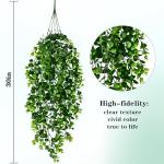Waipfaru 4Pcs Fake Hanging Plants 2.7ft Fake Plants Eucalyptus Leaves UV Resistant Fake Vines Ivy Artificial Plants Outdoor Faux Plants Indoor Bedroom Living Room Boho Wall Porch Shelf Decor