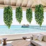 Waipfaru 4Pcs Fake Hanging Plants 2.7ft Fake Plants Eucalyptus Leaves UV Resistant Fake Vines Ivy Artificial Plants Outdoor Faux Plants Indoor Bedroom Living Room Boho Wall Porch Shelf Decor
