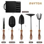 ROYTOA Garden Tool Set, 5PCS Gardening Tools, Stainless Steel Heavy Duty Hand Cultivator, Hoes, Shovel, Trowel and Weeder with Ergonomic Walnut Handle, Gardening Gifts for Women