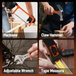 COMOWARE Household Tool Set with 20V Cordless Drill Driver, 120Pcs Hand Tool Kit for Men, Power Drill Set with Plastic Toolbox, Ideal for Office, Garden, DIY Project