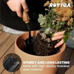 ROYTOA Garden Tool Set, 5PCS Gardening Tools, Stainless Steel Heavy Duty Hand Cultivator, Hoes, Shovel, Trowel and Weeder with Ergonomic Walnut Handle, Gardening Gifts for Women