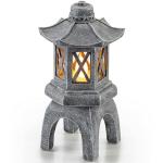 VP Home Solar-Powered Pagoda Garden Statues - Japanese Zen Lantern Outdoor Decor with Flickering LED Light - Durable Polyresin for Yard, Patio, or Garden - 12 x 7 x 6 Inches (Zen Garden Pagoda)