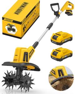 20V Cordless Electric Tiller with Batteries & Charger