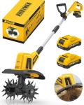 20V Cordless Electric Tiller with Batteries & Charger