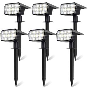 6-Pack Solar Spot Lights for Garden and Pathways
