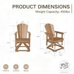 Kingdura Adirondack Swivel Glider Chair, HDPE Patio Glider Rocking Chair for Outdoor, All-Weather Glider Chair for Porch Balcony Lawn Poolside, 450LBS Capacity (Brown)