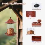 EnjoyCool Metal Bird Feeder for Outdoors – 2.4LB Hanging Bird Feeder with 360-degree, Weatherproof & Rust-Resistant, Easy to Fill & Clean for Wild Bird Feeders in Backyard & Garden(Copper)