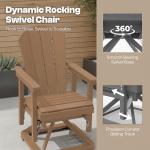 Kingdura Adirondack Swivel Glider Chair, HDPE Patio Glider Rocking Chair for Outdoor, All-Weather Glider Chair for Porch Balcony Lawn Poolside, 450LBS Capacity (Brown)