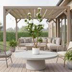 2Pcs/3FT Artificial Camellia Tree for Indoor Porch Decor, Realistic Faux Plant in Pot with White Flowers, 35" Tall Potted Greenery Fake Camellia Plant for Home Office Outdoor Patio Wedding Decor