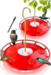 eWonLife Hummingbird Feeder for Outdoors, 2 Pack, Leak-Proof, Easy to Clean and Refill, Saucer Humming Bird Feeder Plastic, Including Hanging Hook, with 5 Feeding Ports (16 Ounce/Pack)