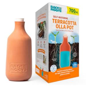 Back to the Roots Self-Watering Terracotta Olla Pot, 700mL Provides 1 Week of Precision Watering