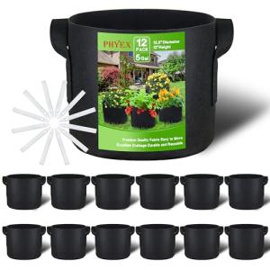 12-Pack Heavy Duty Grow Bags with Labels