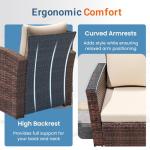 5-Piece Rattan Patio Furniture Set for Garden