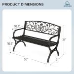 MFSTUDIO Outdoor Garden Bench with Floral Backrest