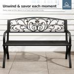 MFSTUDIO Outdoor Garden Bench with Floral Backrest