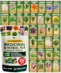 HOME GROWN Herb Seeds 32 Medicinal Herbs and Tea Variety Pack – Annual & Perennial Herb Seeds for Planting Indoors & Outdoor – Non-GMO, Heirloom Seeds, Easy to Grow, High Germination Garden Kit