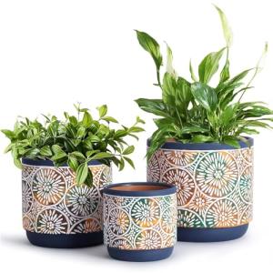 DeeCoo Set of 3 Decorative Ceramic Planters