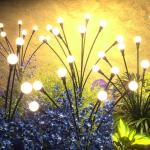 Solar Lights Outdoor - Upgraded 4-Pack of 32 LEDs Solar Garden Lights,IP65 Waterproof Outdoor Decor Solar Firefly Light for Yard,Pathway Decoration,Unique Gifts for Women and Grandma