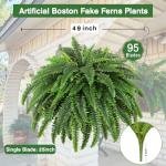 Dkaltm Single Silky Artificial Boston Fern Bush, 49Inch Large Artificial Ferns for Outdoors, Large Faux Ferns Artificial Plants,Suitable for Decorating Office, Living Room Faux Greenery,95Branches