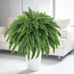 Dkaltm Single Silky Artificial Boston Fern Bush, 49Inch Large Artificial Ferns for Outdoors, Large Faux Ferns Artificial Plants,Suitable for Decorating Office, Living Room Faux Greenery,95Branches