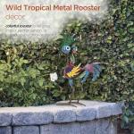 Colorful 19" Tropical Metal Rooster Statue