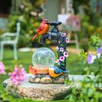 Solar Bird Garden Decor with Crackle Globe