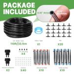 Maotong 110ft Drip Irrigation System Kit, Garden Watering System DIY Automatic Irrigation Equipment Set for Lawn Raised Bed Greenhouse Plant Watering with 1/4'' Tubing, Drip Emitters, Connectors