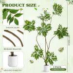 Jexine 6 ft Artificial Sumac Tree, Tall Fake Sumac Tree with White Pot, Faux Mahonia Fortunei Plants Faux Plant for Indoor Outdoor Office Living Room Home Patio Greening Porch Decor