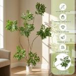 Jexine 6 ft Artificial Sumac Tree, Tall Fake Sumac Tree with White Pot, Faux Mahonia Fortunei Plants Faux Plant for Indoor Outdoor Office Living Room Home Patio Greening Porch Decor