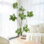 Jexine 6 ft Artificial Sumac Tree, Tall Fake Sumac Tree with White Pot, Faux Mahonia Fortunei Plants Faux Plant for Indoor Outdoor Office Living Room Home Patio Greening Porch Decor