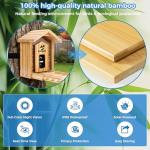 Bamboo Smart Bird Feeder with 4K Camera, AI Bird Identification 10000+ Species, Solar Powered & USB-C Charging, IP65 Weatherproof, 1.25L Speed Capacity for Outdoor Garden (Wall Mount/Pole) (Large)