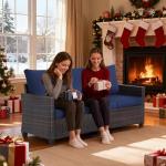 3-Seat Outdoor Patio Wicker Couch Set