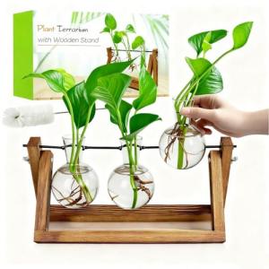 RENMXJ Plant Propagation Station with 3 Bulb Vases