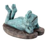 Colorful 9" Sunbathing Frog Statue for Garden