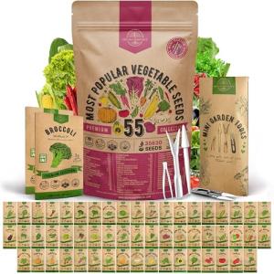 55 Vegetable Seeds Variety Pack - Non-GMO Heirloom Seeds