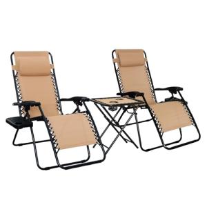 Adjustable Outdoor Zero Gravity Lounge Chair Set