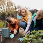 Kids Gardening Set 14Pcs Gardening Tools for Kids with Tote Bag,Watering Can, Shovel, Apron, Garden Book and More Educational STEM Learning Outdoor for Toddlers Boys Girls (Dinosaur Blue)