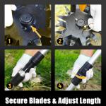 RETEK Adjustable Cordless Tiller, Compatible with Dewalt 20V Battery(Tool Only), 360RPM Electric Garden Tiller, 9.06In Tilling Width & 7.09In Depth, Portable Tiller for Flower Beds/Plant Cultivation