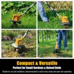 RETEK Adjustable Cordless Tiller, Compatible with Dewalt 20V Battery(Tool Only), 360RPM Electric Garden Tiller, 9.06In Tilling Width & 7.09In Depth, Portable Tiller for Flower Beds/Plant Cultivation