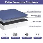 IPYNBAP Outdoor Chair Cushions Set of 4 -Waterproof Outdoor Seat Cushions for Patio Furniture, Patio Chair Cushion with Handle and Ties, Square Out Door Chair Pads,19" x 19" x 3", Navy Blue