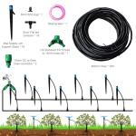 Drip Irrigation System, Push-to-Connect Adjustable Irrigation Set for Garden, Raised Beds Complete Garden Watering System 1/4” Emitters and 59ft Flexible Tubing, Quick Connectors (59)